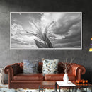 Blooming Iris, Floral Sky, Dreamy Nature, Petal Light, Framed Canvas Print, Modern Bedroom Art, Feminine Wall Art, Botanical Home Decor