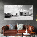 Desert Adobe House, Rustic Minimalist, Earth Tone Home Decor, Framed Canvas Print, Southwestern Art, Entryway or Living Room Art