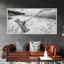 Axe in Sand, Abandoned Tool Scene, Rustic Coastal Mood, Framed Canvas Print, Cabin Wall Art or Moody Fall Living Room Decor, Bathroom Wall Art