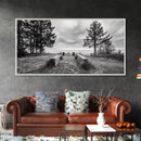 Coastal Graveyard, Moody Seascape, Quiet Reflection Scene, Framed Canvas Print, Gothic Office or Haunted Fall Wall Art Decor, Hallway Wall Art