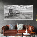 Prairie Wagon, Western Landscape, Old West Photography, Framed Canvas Print, Farmhouse Entryway or Rustic Fall Living Room Art