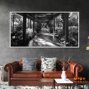 Serene Garden Pathway, Nature Tunnel Walk, Tropical Jungle Scene, Framed Canvas Print, Minimalist Art, Living Room Wall Decor