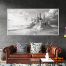 Sandcastle Fortress, Dreamy Seaside Castle, Fairytale Fantasy Art, Ocean Kingdom, Framed Canvas Print, Kids Room Wall Art, Bedroom Wall Art