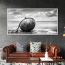 Weathered Buoy, Nautical Rope, Coastal Still Life, Beach Found Object, Framed Canvas Print, Beach House Art, Bathroom Wall Decor