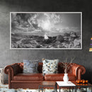 Coastal Campfire, Ocean Sunset, Rocky Shore, Bonfire Glow, Canvas Print, Nature Wall Art, Autumn Cabin Decor, Outdoor Retreat Style