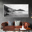Coastal Cliffs, Ocean Shore, Scenic Beach, Framed Canvas Print, Nature Photography, Bathroom Wall Art, Neutral Tones, Coastal Home Decor