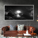 Sea Cave, Dark Ocean Cave, Natural Light Glow, Framed Canvas Print, Moody Nature Art, Living Room Wall Art, Monochrome Coastal Print