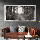 Forest Path, Island View, Vintage Border, Nature Trail, Canvas Print, Sepia Landscape Art, Entryway Wall Art, Woodland Photography Style