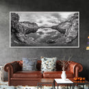 Mountain Lake, Rocky View, Cloud Reflection, Nature Landscape, Canvas Print, Rustic Home Decor, Bedroom Wall Art, Explorer Style