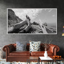 Coastal Driftwood, Beach Landscape, Pebble Shore Scene, Natural Decor Accent, Canvas Print, Relaxed Vibe, Entryway or Den Wall Art