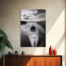 Kayak Lake View, Serene Water Landscape, Outdoor Adventure Art, Canvas Print, Cabin Wall Decor, Nature Lover Gift, Minimalist Water Art