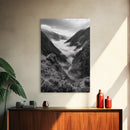 Foggy Mountain Valley, Nature Escape, Serene Wall Art, Framed Canvas Print, Adventure Photography, Cabin Autumn Decor