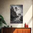 Seastack View, Dramatic Cliff, Ocean Rock Formations, Coastal Drama, Framed Canvas Print, Living Room Wall Art, Natural Scenic Decor