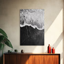 Wave Edge, Cracked Earth, Tide Meets Stone, Nature Contrast, Canvas Print, Abstract Ocean Art, Minimalist Wall Decor, Bathroom Artwork