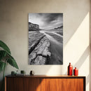 Eroded Riverbed, Desert Rock, Serene Canyon, Long Exposure, Framed Canvas Print, Earth Tones, Dining Room Decor, Nature Inspired
