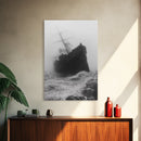 Haunted Ship, Foggy Sea, Maritime Ghost, Canvas Print, Nautical Wall Art, Pirate Ship Aesthetic, Halloween or Fall Home Decor