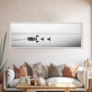 Duck Family, Serene Water, Peaceful Reflections, Canvas Print, Minimalist Animal Art, Nursery Wall Art, Calm Lake Photography