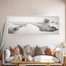 Winter River, Frosty Fields, Minimalist Landscape, Canvas Print, Modern neutral art, Rustic home decor, Entryway wall art, Scandinavian vibe