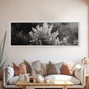 Frosted Bush, Winter Plant, Nature Closeup, Framed Canvas Print, Botanical Wall Art, Neutral Bedroom Decor, Rustic Autumn Style