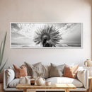 Tribal Headdress, Cultural Art, Feathered Crown, Ocean Spirit, Canvas Print, Global Boho Art, Living Room Wall Decor, Ethnic Aesthetic