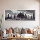 Dystopian Art Deco Style Architecture, Extra Large Wall Art, Framed Panoramic Canvas Print, Framed Wall Decor