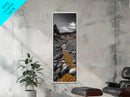 Golden Stream, Desert Serenity, Nature Path, Autumn Glow, Framed Canvas Print, Rustic Landscape Wall Art, Minimalist Earth Tones Decor
