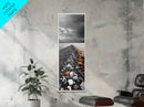 Rocky Shoreline, Sunset Glow, Ocean Path, Coastal Landscape, Canvas Print, Tranquil Nature Art, Bathroom Wall Decor Coastal Style