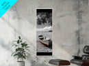 Rustic Rowboat, Tranquil Shore, Coastal Serenity, Vintage Lake Style, Canvas Print, Living Room Wall Art, Monochrome Nature Photography