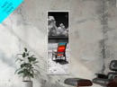 Colorful Chair, Ocean View, Peaceful Beach, Framed Canvas Print, Tropical Office Wall Art, Coastal Modern Decor, Relaxed Summer Vibe