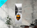 Foggy Lake Boat, Yellow Reflection, Moody Morning, Autumn Silence, Canvas Print, Cabin Wall Art, Minimal Nature, Rustic Lake Decor