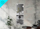 Mangrove Tree, Reflected Roots, Tranquil Nature, Coastal Zen Framed Canvas Print, tropical minimalist wall art, spa room decor