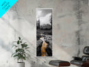 Mountain Creek Flow, Moody Nature Stream, Rustic Adventure Scene, Canvas Print, Autumn Forest Wall Art, Lodge Style Bedroom Decor