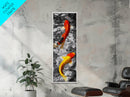 Koi Fish Art, Zen Water Decor, Tranquil Living Room Accent, Japanese Minimalist Style, Framed Canvas Print, Peaceful Bathroom Wall Art