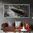 Nature Log, Life Grows, Floating Tree, Framed Canvas Print, Minimalist Growth Art, Nature Symbolism, Office Inspiration, Calm Wall Art