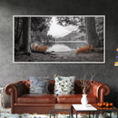 Forest Lake, Autumn Leaves, Nature Path, Woodland Style, Framed Canvas Print, Rustic Wall Art, Entryway Art, Cabin Wall Decor