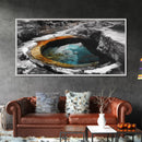 Geothermal Pool, Natural Wonders Photography, Yellowstone Landscape Decor, Earth Tones Wall Art, Framed Canvas Print, Bathroom Art