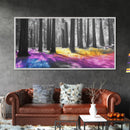 Rainbow Forest, Enchanted Woods, Dreamscape Landscape, Fantasy Nature, Framed Canvas Print whimsical nursery art, boho bedroom wall art