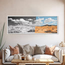 Desert Split, Before and After, Landscape Transformation, Canvas Print, modern western wall art, minimalist nature photography