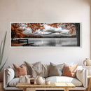 Autumn Trees, Lakeside Peace, Fall Foliage, Tranquil View, Framed Canvas Print, Fall Wall Art, Cabin Decor, Cozy Living Room Art