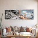 Canyon Hike, Autumn Pathway, Orange Foliage, Rocky Trail, Framed Canvas Print, Nature Adventure Wall Art, Boho Fall Home Decor