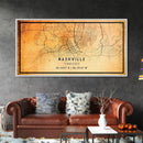 Nashville Map Print, Framed Canvas Wall Art, Tennessee Street Map Art, Davidson City Street Road Map Wall Decor