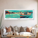Tampa Florida Panoramic Travel Poster Framed Canvas Print, Mid Century Modern Art, Pop Art Style, Wall Art, Living Room Decor, Home Decor