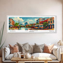 St. Louis Missouri Panoramic Wall Art, Retro Pop Art Framed Canvas Print, Mid Century Modern Travel Poster, Living Room Decor