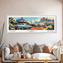 Phoenix Arizona Panoramic Painting, Retro Style Framed Canvas Print, Mid Century Modern Art, Pop Art Travel Poster, Home Office Decor