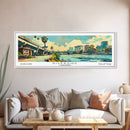 Riverside California Panoramic Wall Art, Mid Century Modern Framed Canvas Print, Retro Pop Art Travel Poster, Living Room and Office Decor