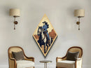 Trailblazing Cowgirl Diamond Shaped Western Wall Art Canvas Embossed Print Horseback Desert Landscape Rustic Country Home Decor