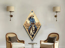 Bold Horizon Rider Diamond Shaped Retro Cowgirl Art Canvas Art Print Western Horseback Decor Rustic Americana Country Style