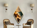 Coastal Blaze Horizon – Diamond Shaped Sunset Ocean Cliffs Canvas Textured Print, Dramatic Beach Wall Art, Golden Light Photography