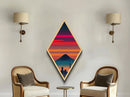 Tokyo Neon Twilight – Diamond Shaped City Skyline Sunset Canvas Embossed Print, Urban Landscape Japan Decor, Futuristic Art Vibes