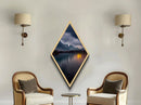 Thunder Peak Reflection – Diamond Shaped Stormy Lake Mountains Canvas Textured Print, Moody Scenic Nature Wall Art, Atmospheric View